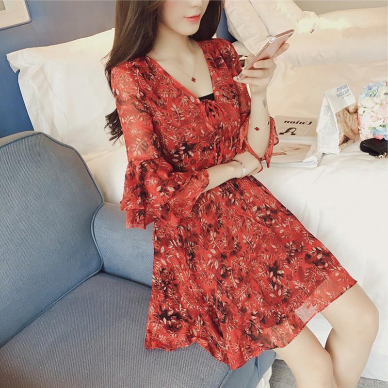 Váy Chân váy Đầm hoa tay lỡ kiểu dáng thanh lịch dành cho nữ | BigBuy360 - bigbuy360.vn