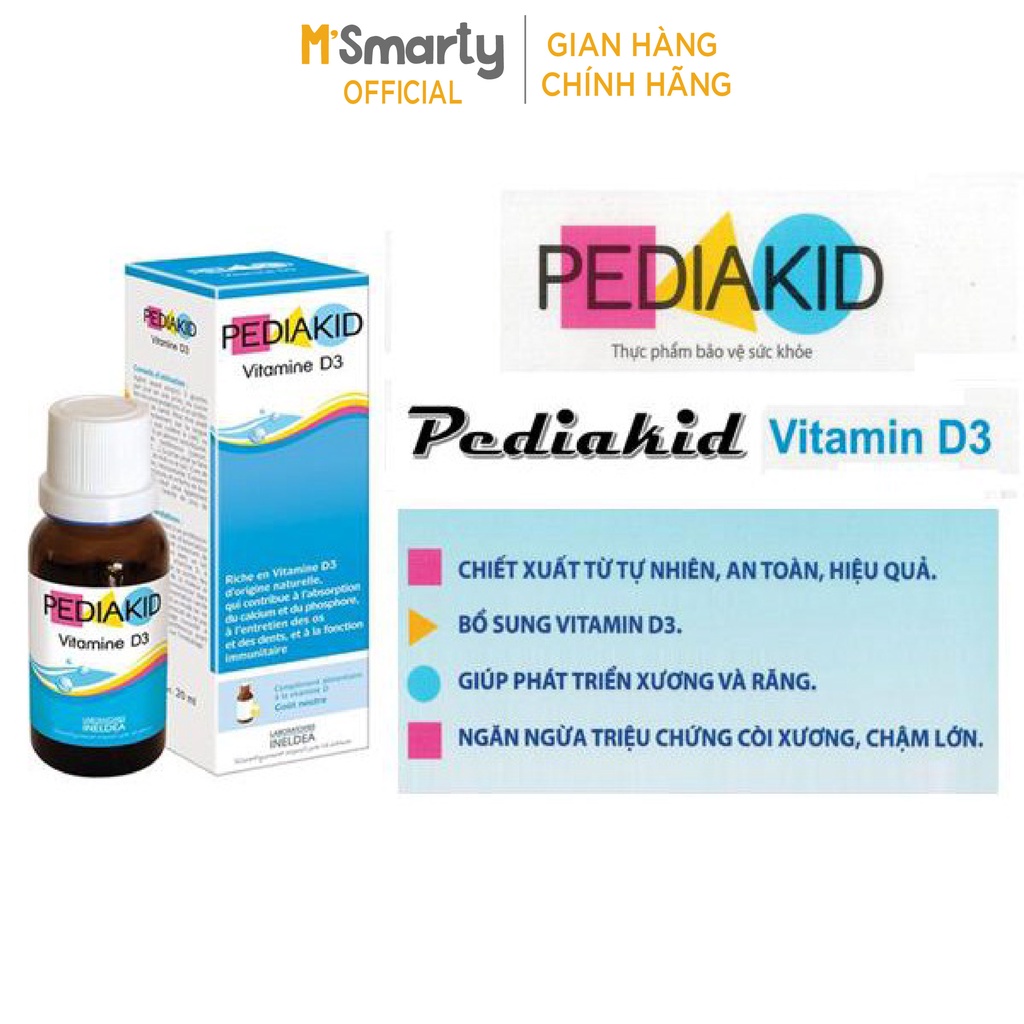 [M'SMARTY] - Vitamin D3 Cho Trẻ Sơ Sinh Pediakid D3 Lọ 20ml Chính Hãng