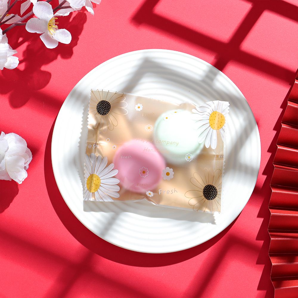 Set 100 Túi Miệng Phẳng Đựng Bánh Quy/Bánh Quy/Bánh Quy/Trứng Đỏ DIY Đa Ứng Dụng