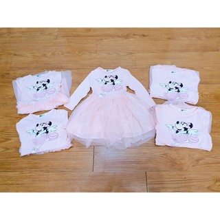 Đầm váy dài tay hình micky cho bé gái chất liệu cotton đẹp chân váy ren xinh dễ thương