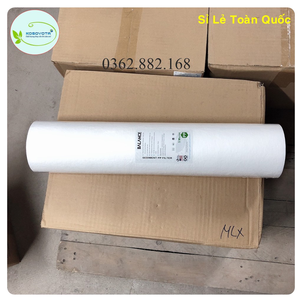 Lõi lọc PP 20 Inch Béo 5 Micron Chính Hãng, Chống Axit Ăn Mòn, Lọc Tạp Chất, Bùn, Siêu Bền