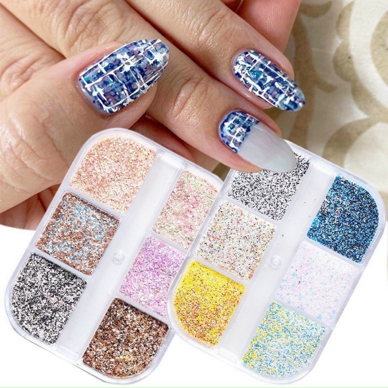 Set nhũ rắc 6 màu trang trí - phụ kiện nail
