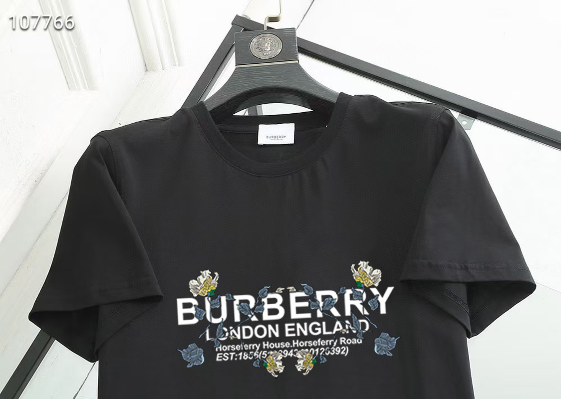 B&urberr new floral English print round neck short-sleeved T-shirt for men and women