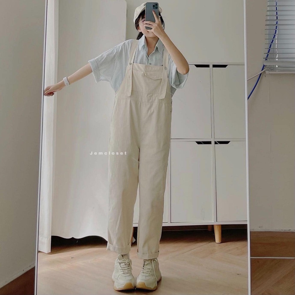 Yếm quần kaki dáng dài ống rộng FHU Style Ulzzang Hàn Quốc JEM STUDIO 7198