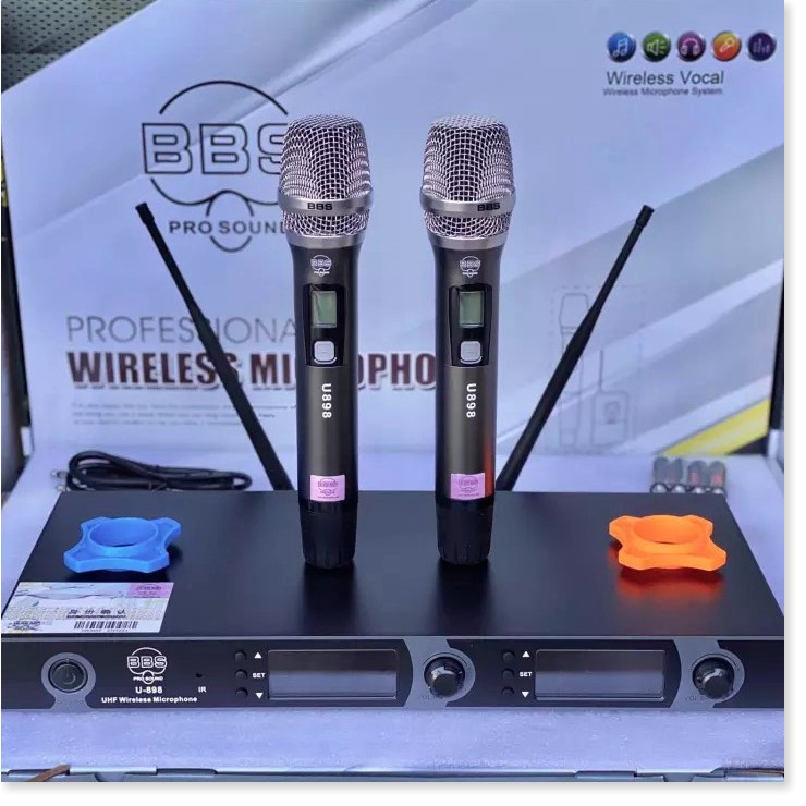 Mic không dây bbs U898 hát karaoke chuyên nghiệp hát hay tiếng sáng dày trầm mic hút không hú không rè bảo hành 12 tháng