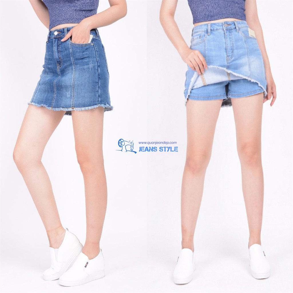 Sooc Váy Jeans Tua Gấu Xuất Khẩu Chất Đẹp - 2 Màu Xanh Jeans