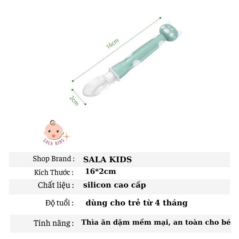 Thìa Ăn Dặm, Thìa Muỗng Silicon Ăn Dặm Tập Ăn Cho Bé SALA KIDS STORE Mềm Mại, Mẫu Mới 2022