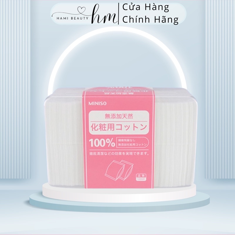 Bông tẩy trang mềm mịn siêu thấm Miniso Nhật Bản (1000 miếng)