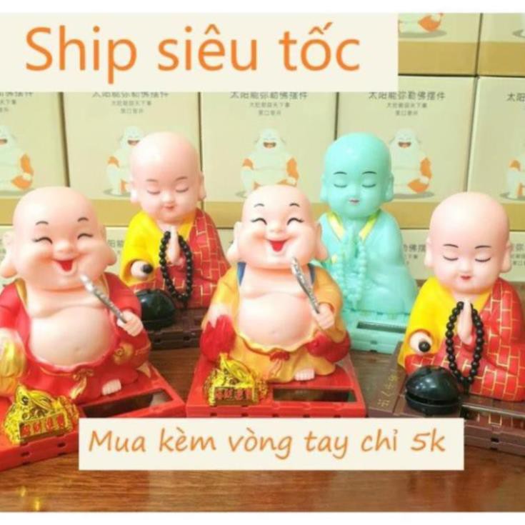 [BÁN LẺ GIÁ SỈ] Tượng Chú Tiểu Gõ Mõ Tụng Kinh, Phật Di Lặc Gật Đầu Vẫy Quạt, Thầy Chùa Gõ Mõ, trang trí ôtô xe hơi