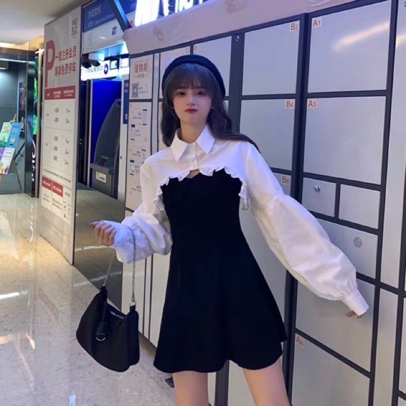 SÉT ÁO KHOÁC CROPTOP BÈO TAY DÀI HÓT - hàng đẹp y hình