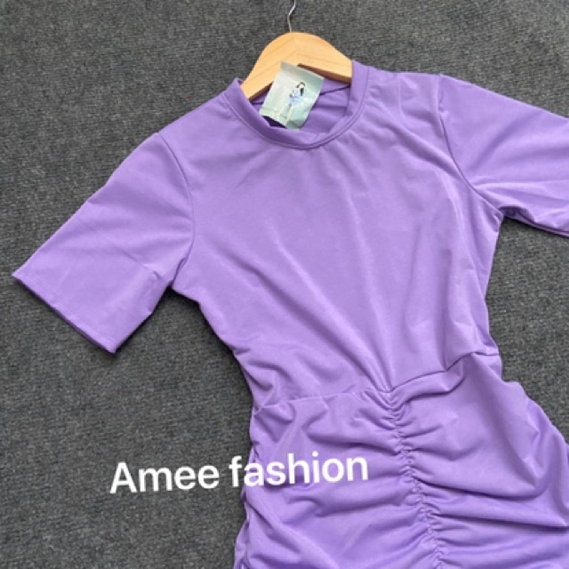 Đầm nữ body nhúm eo đuôi cá màu tím chất thun dẻo mềm mịn co dãn thoải mái vận động thích hợp mặc đi du lịch mặc đi chơi | BigBuy360 - bigbuy360.vn