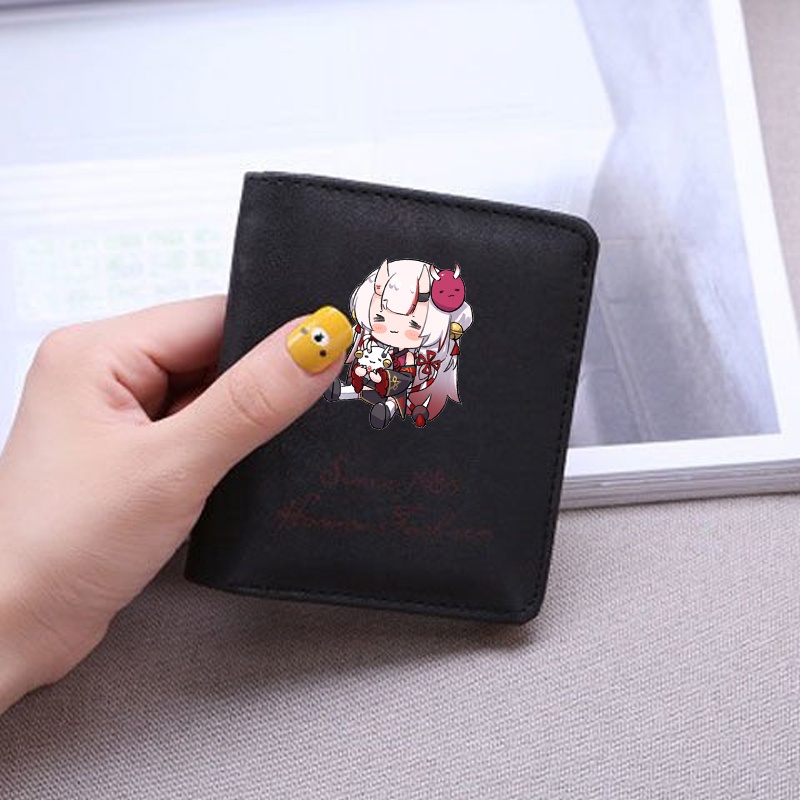 Ví ngắn hồng đen cầm tay in hình AYAME NAKIRI Hololive Vtuber đựng vật dụng nhỏ tiện lợi anime chibi