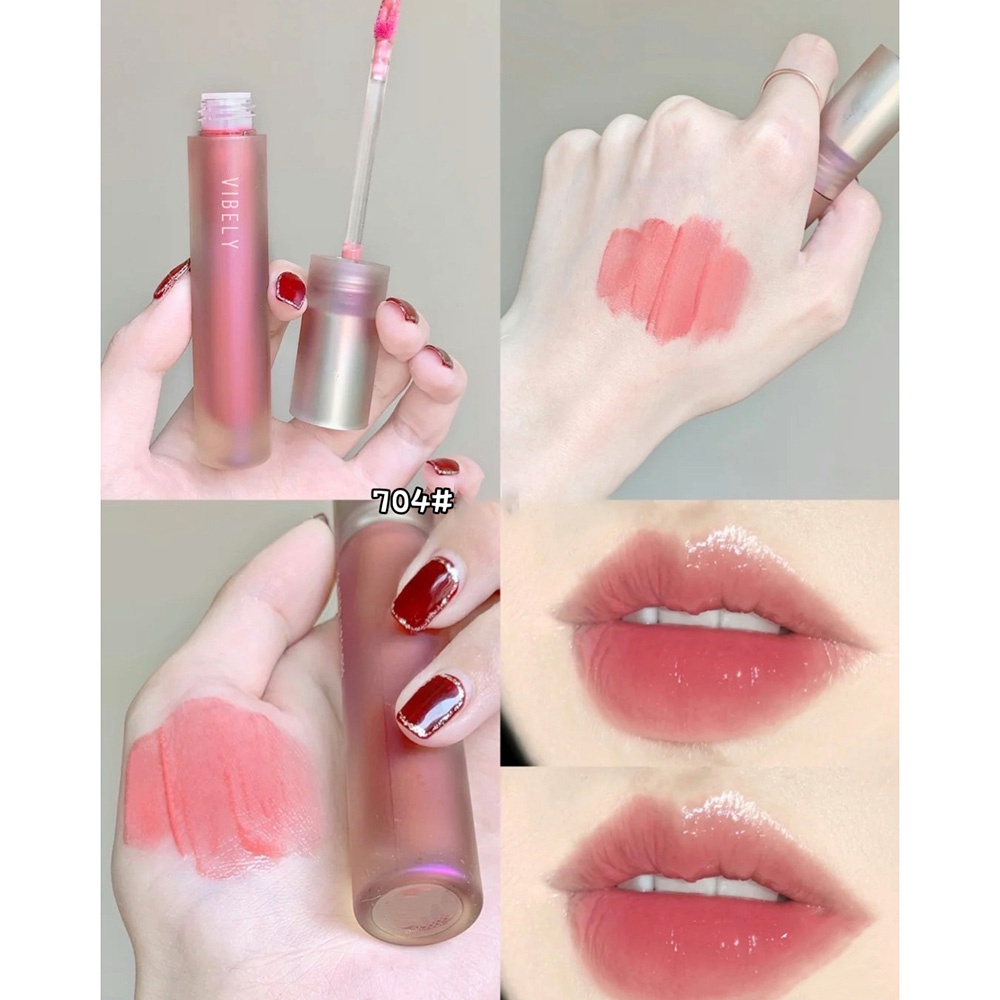 (Hàng Mới Về) Son Bóng Vibely Dưỡng Ẩm Chống Nước Lâu Phai Tiện Dụng