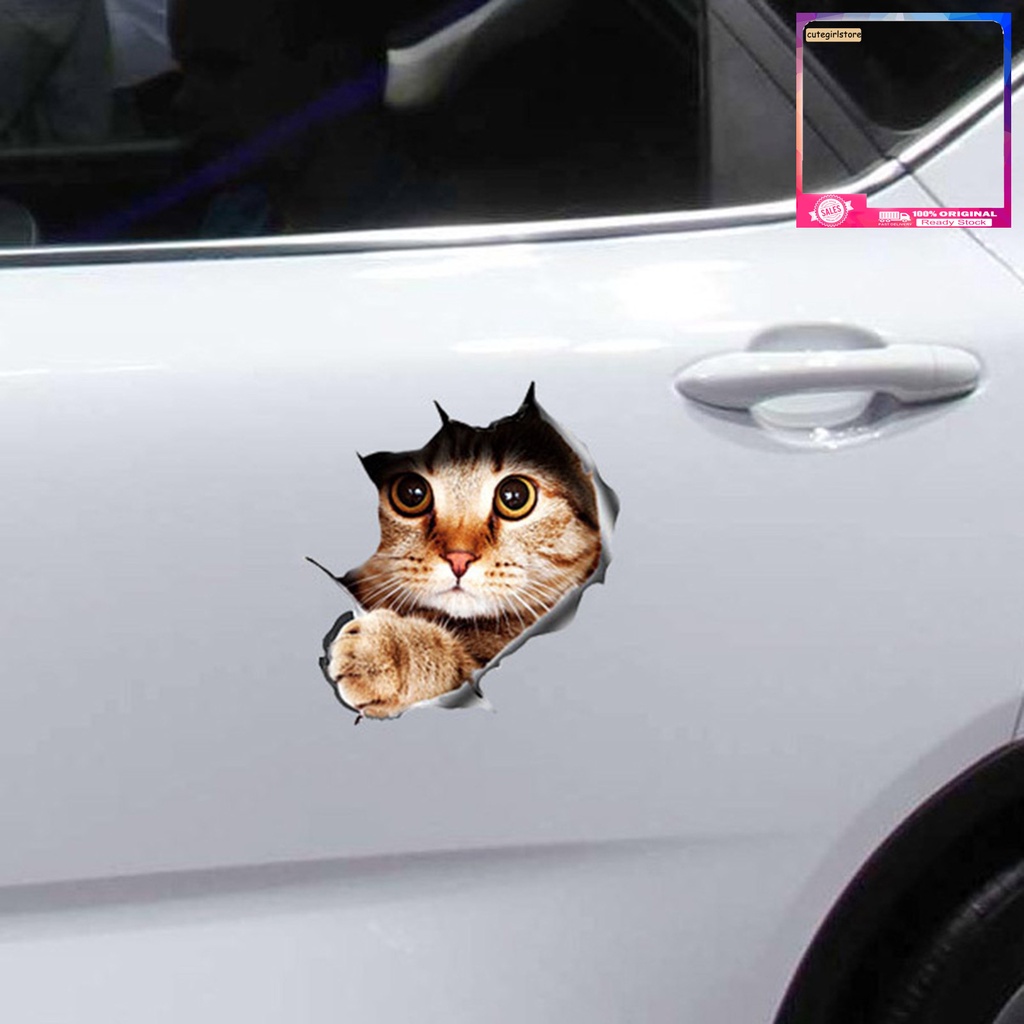 Miếng Dán Trang Trí Xe Hơi Tạo Hiệu Ứng 3D Chống Nước Không Phai Hình Mèo Dễ Thương