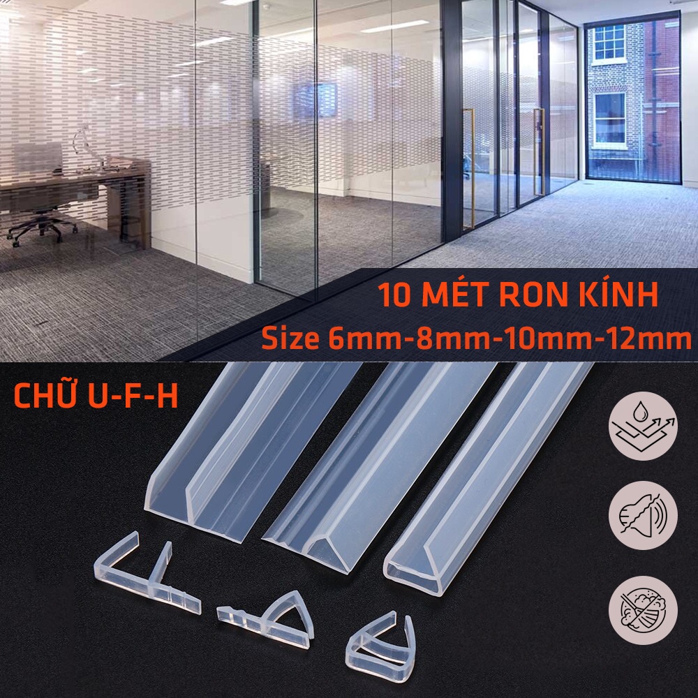 10 Mét Ron Gioăng Cao Su Chữ U H F 6mm 8mm 10mm 12mm Silicone Gắn Dán Cửa Kính Vách Nhà Tắm Chống Nước Legaxi