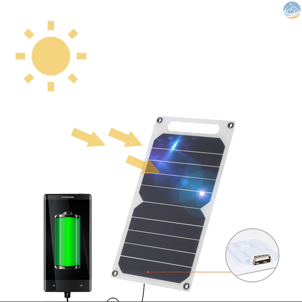Tấm Pin Năng Lượng Mặt Trời 6w 5v Cổng Usb Cho Iphone