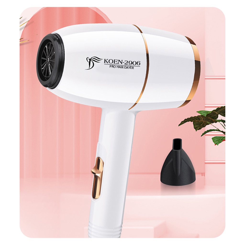 Máy Sấy Tóc Mini KOEN Công Suất 1600W Hai Chiều Nóng Lạnh Kích Thước Nhỏ Gọn Tặng Kèm Lược Và Mỏ Sấy Tạo Kiểu
