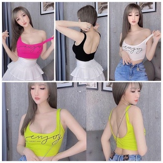 Áo Thun hai dây croptop in