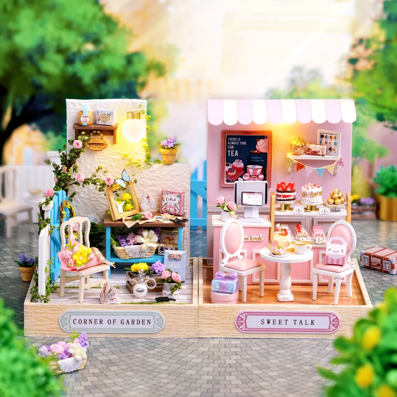 Mô hình nhà búp bê DIY Doll House Miniature_ SWEET TALK _Tặng TẤM CHE BỤI + KEO