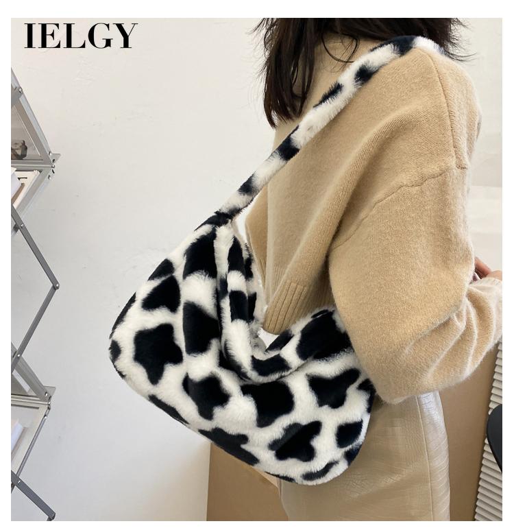 Túi xách IELGY đeo chéo vai in họa tiết bò sữa cá tính cho nữ