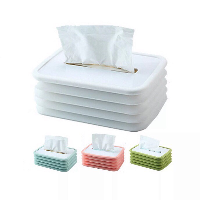 Hộp đựng giấy ăn đàn hồi gấp gọn, chất liệu Silicon siêu bền