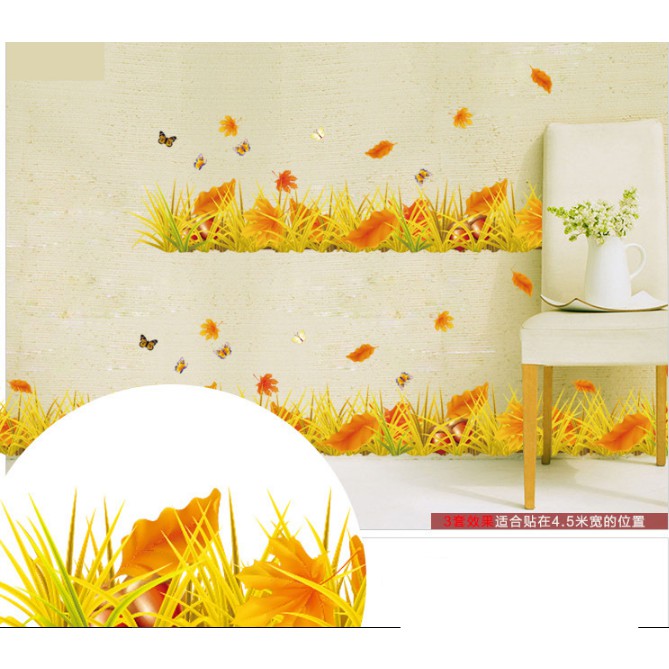 Decal trang trí chân tường Lá Vàng Uá