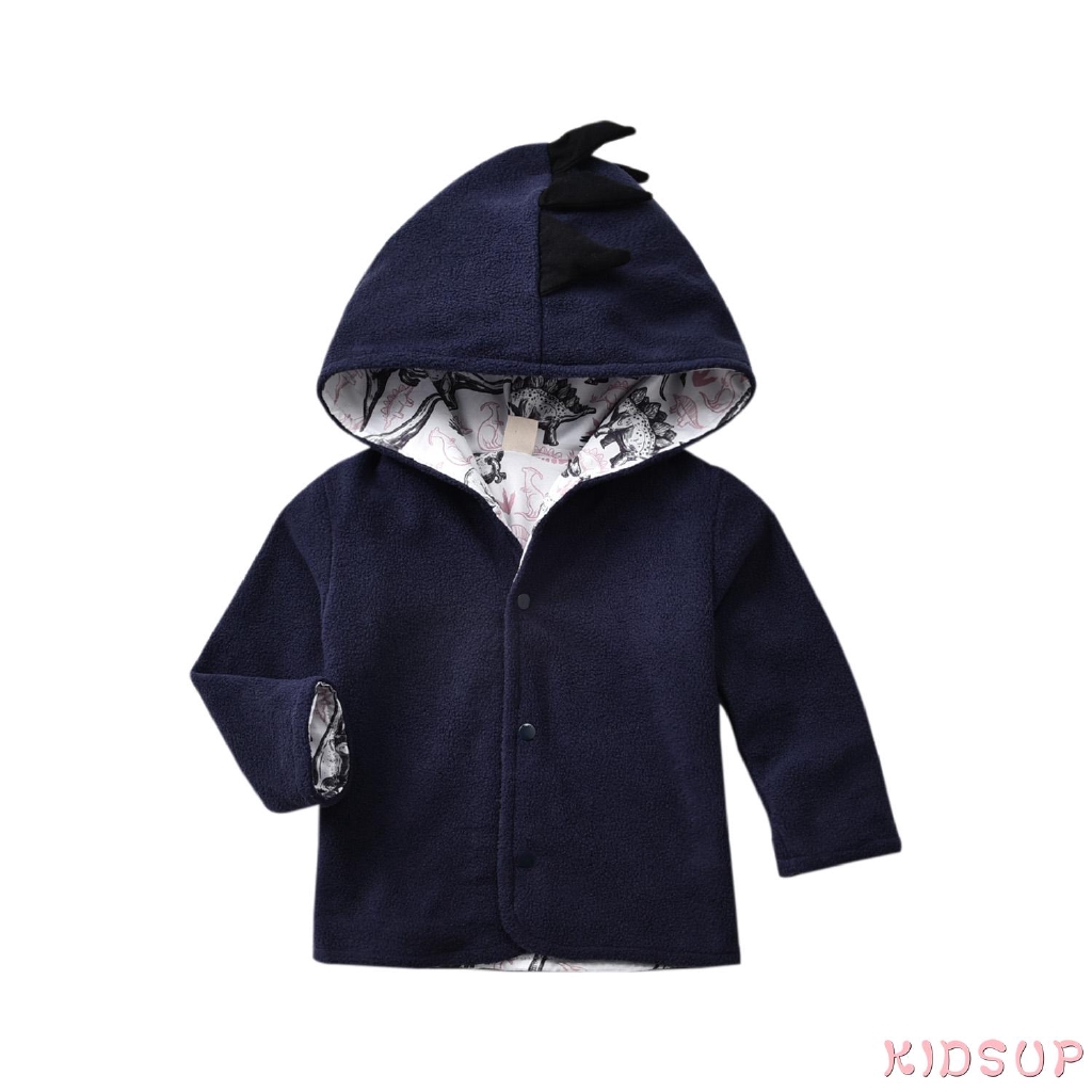 Áo Khoác Hoodie Có Khóa Kéo In Hình Khủng Long Dễ Thương Cho Bé Trai