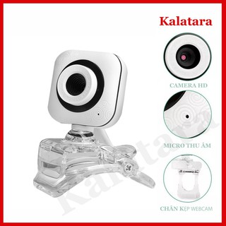 Webcam 720P chân kẹp vuông có mic dùng cho PC và Laptop tiện dụng học, làm việc online - chát video