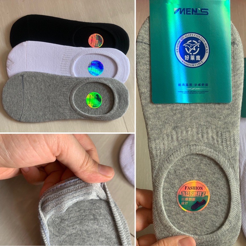 Tất nam dưới mắt cá chân, kiểu lười, 100% cotton kháng khuẩn ngừa mùi hôi.