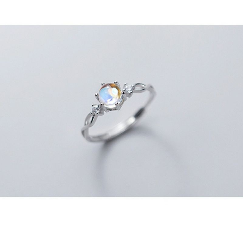 Nhẫn Nữ Bạc Đá Moonstone Nhân Tạo Đính Đá Bạc Ý 925 Cap Cấp, Nhẫn Bạc Nữ Đá Xanh Đính Đá Siêu Đẹp Blackmeo