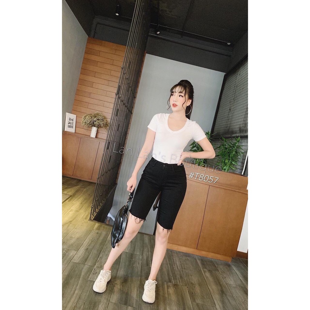 Hot Trend | Quần Jean Nữ Ngố Lửng Lưng Cao Chất Co Giản, Quần Jean Lửng