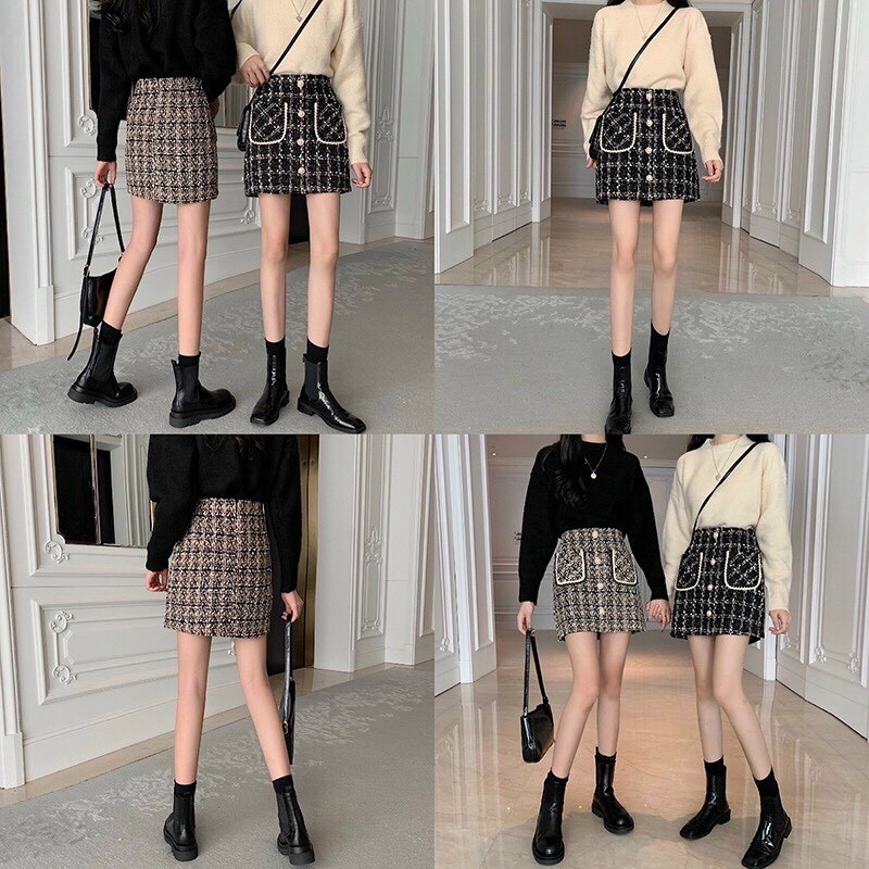 CHÂN VÁY DẠ TIÊU 2 TÚI CÚC XINH ( ẢNH THẬT + VIDEO ) | BigBuy360 - bigbuy360.vn