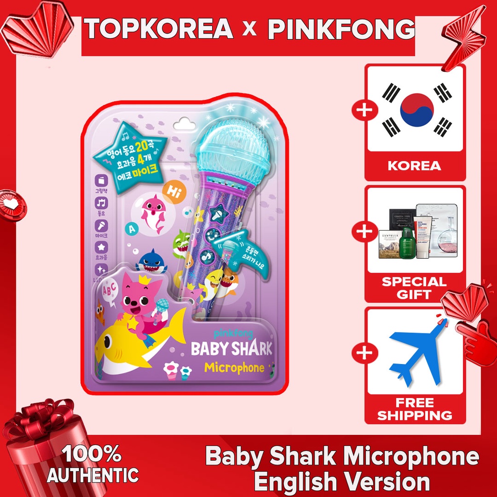 >> Bộ micro kèm dây cáp họa tiết BABY SHARK phiên bản tiếng Anh cho trẻ em