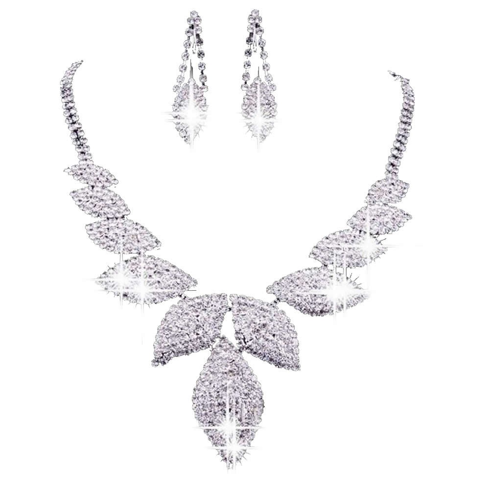 Bộ dây chuyền + bông tai thời trang đính đá hình cô dâu độc đáo