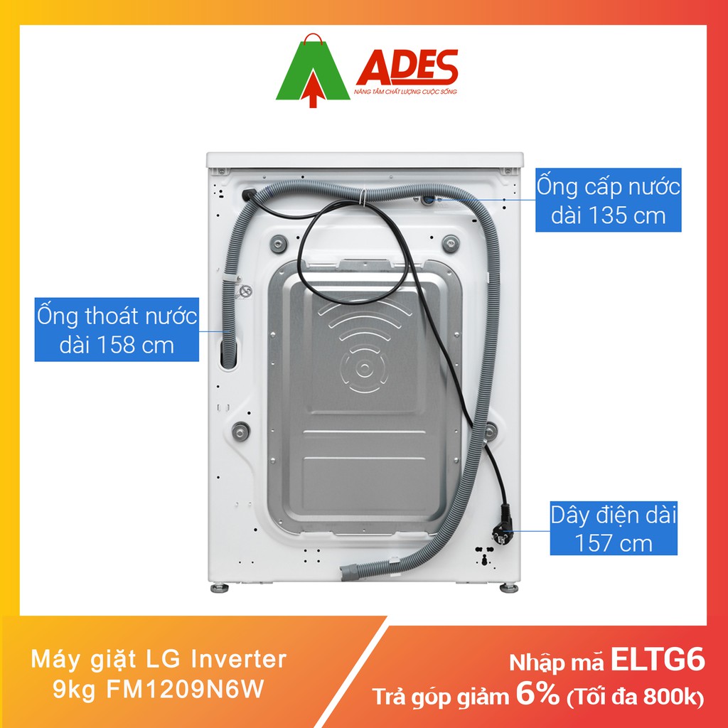 Máy giặt LG Inverter 9 kg FM1209N6W | Chính hãng, Giá rẻ