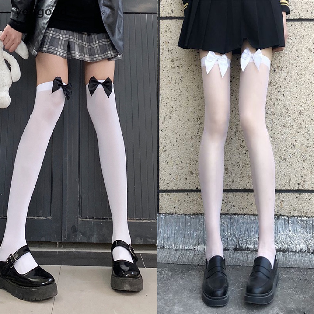 Vớ Dài Qua Gối Bằng Nylon Phối Ren Phong Cách Lolita Gợi Cảm Dành Cho Nữ