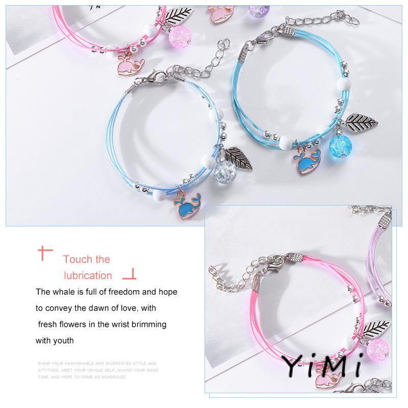 Vòng Tay Chuỗi Hạt Thủy Tinh Nhỏ Nhắn Họa Tiết Hoạt Hình Dễ Phối Đồ Thời Trang Cho Nữ