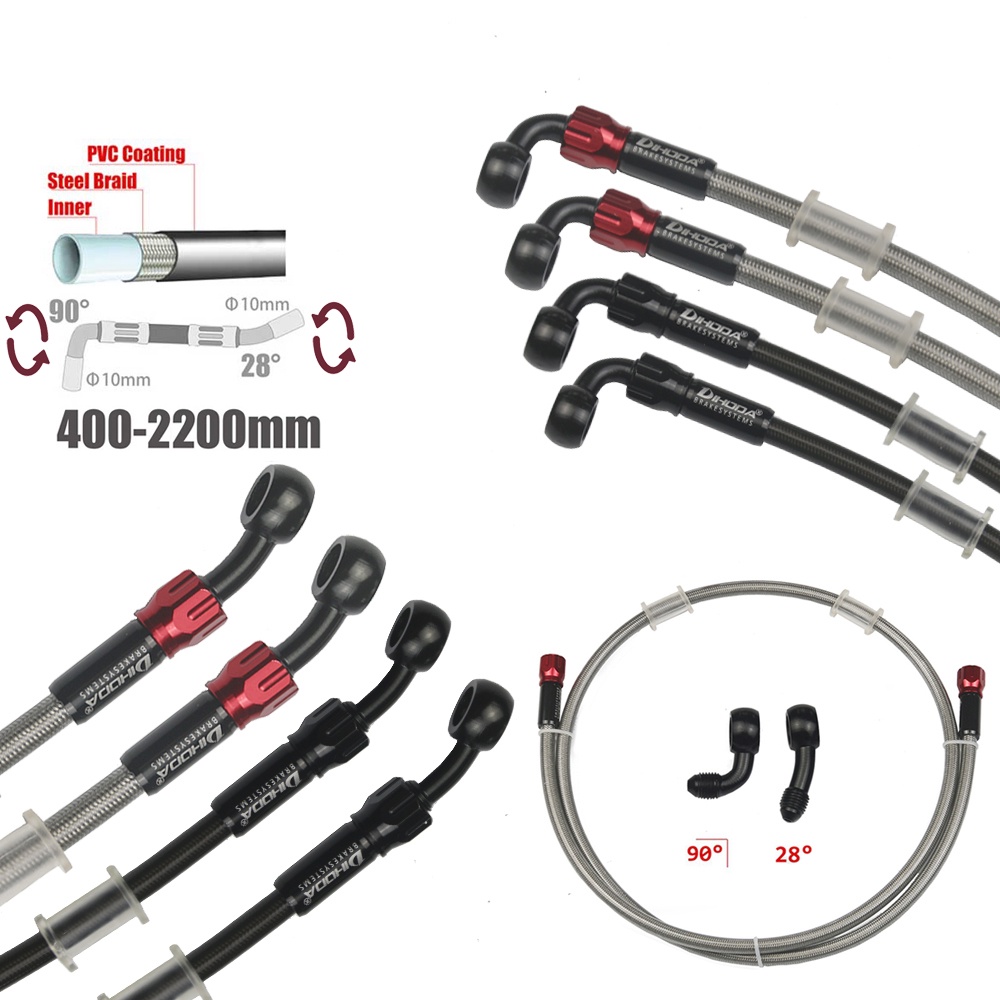 Ống Bơm Dầu Phanh Thủy Lực Xe Máy AN3 Bện Thủy Lực Hình Trụ Màu Đen / Bạc Trong Suốt