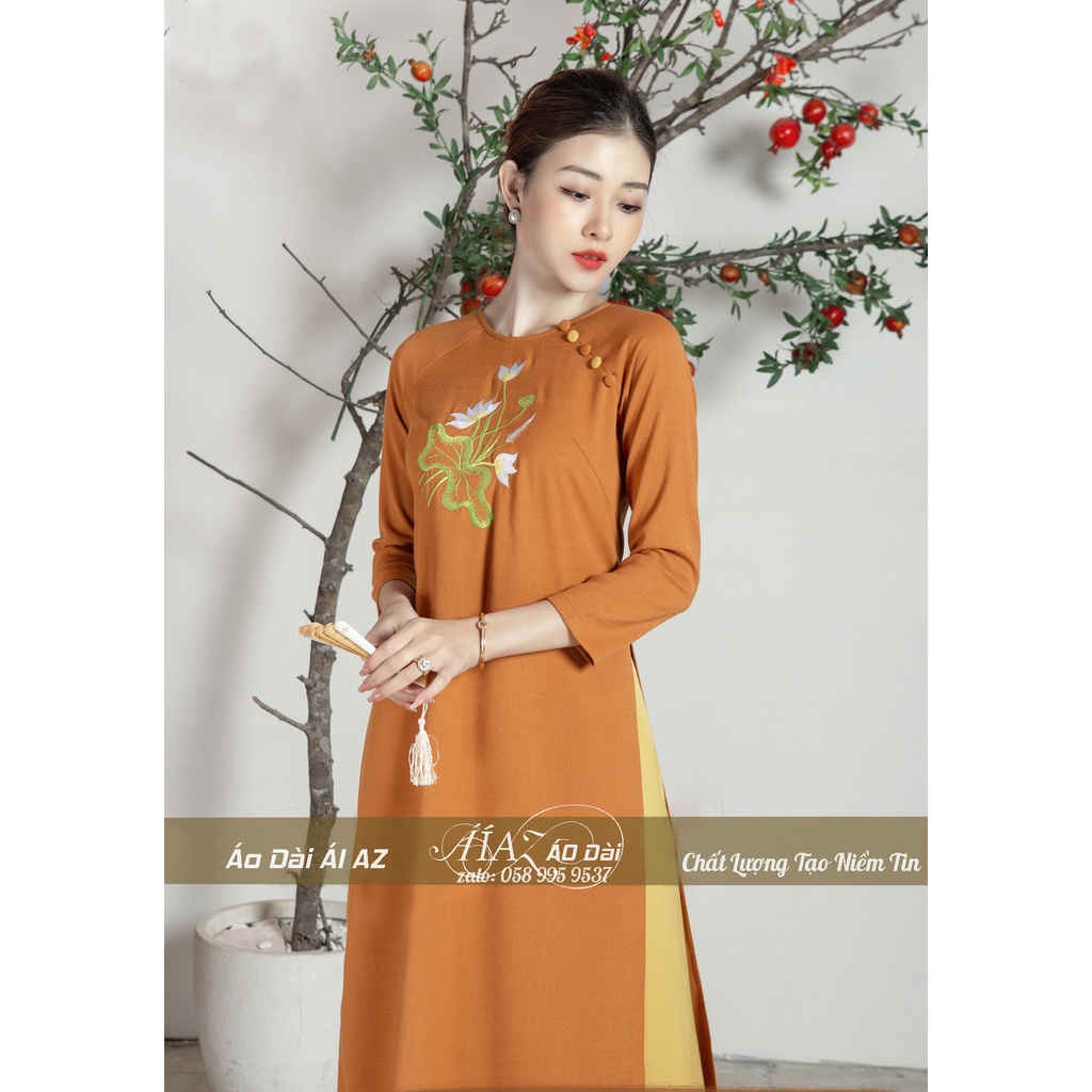 Áo Dài Lam Đi Chùa Nữ Áo Dài Nữ Dáng Suông VD05