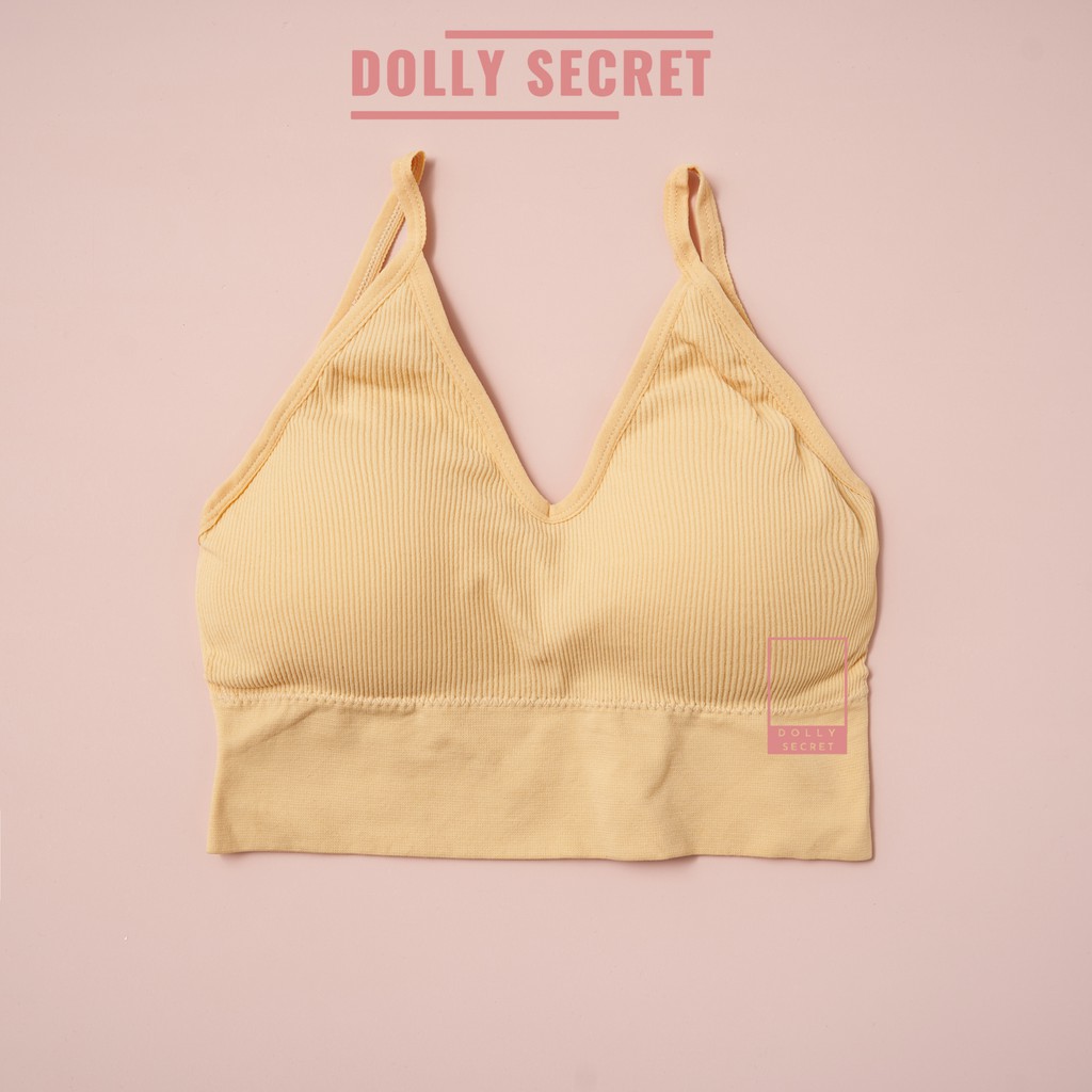 Áo lót nữ bra hai dây hở lưng chữ U len tăm cao cấp thấm hút mồ hôi kháng khuẩn DOLLY SECRET A01