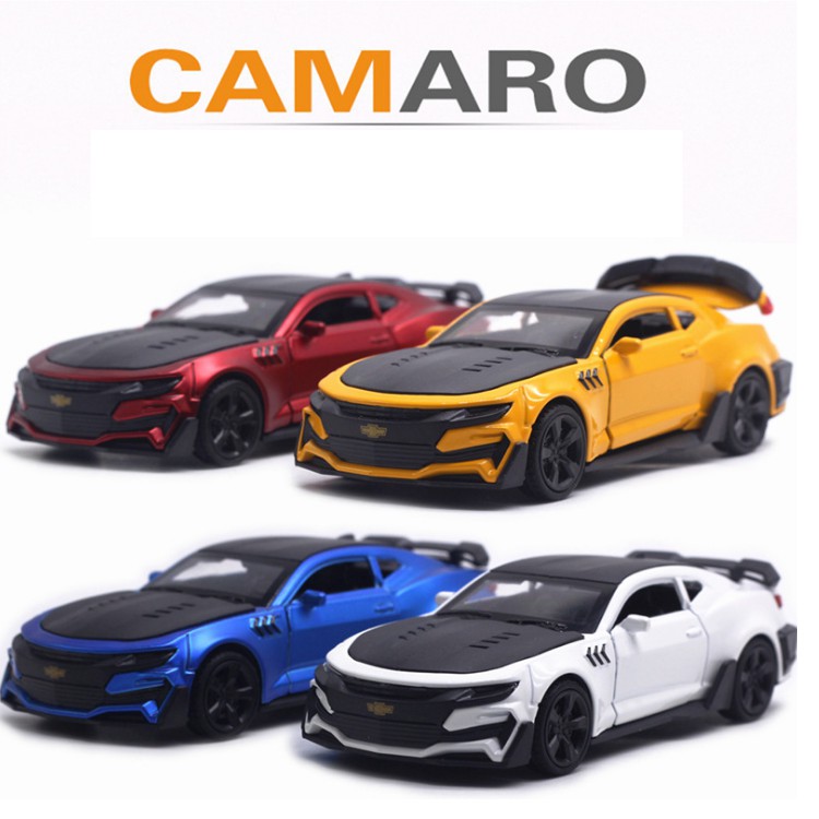 Xe mô hình ô tô Chevrolet Camaro 1:32 đồ chơi trẻ em xe chạy cót có âm thanh và đèn sáng