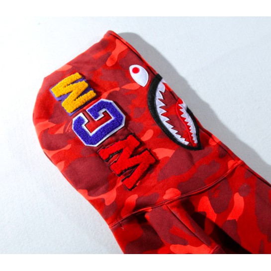 Áo khoác Bape cá mập WGM thêu,Bape 1màu đỏ tím  xanh dương hồng xanh  lá cây nam nữ