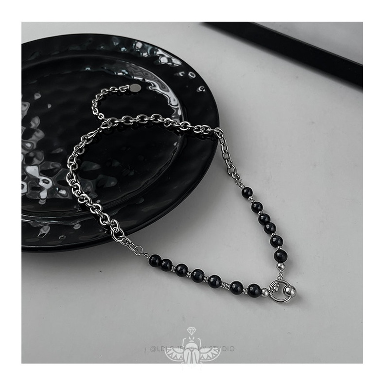 Vòng cổ Chuỗi Hạt Đen Thiết Kế Đơn Giản Thời Trang Mới 2022 Cho Nam