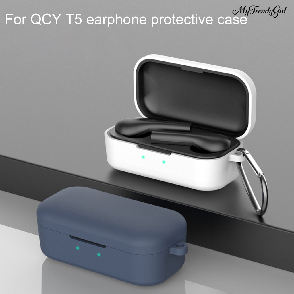 Vỏ Bảo Vệ Hộp Sạc Tai Nghe Không Dây Bằng Silicon Mềm Màu Trơn Cho Qcy T5 | BigBuy360 - bigbuy360.vn