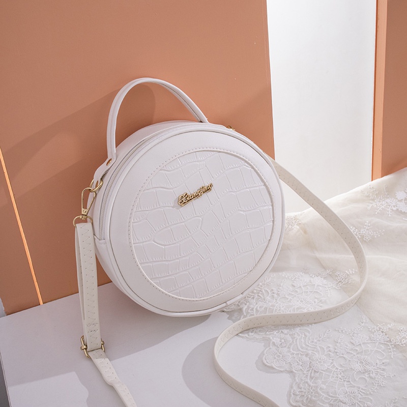 Túi Xách Đeo Vai Hình Tròn Cỡ Nhỏ Vân Da Cá Sấu Thời Trang 2020 Cho Nữ
