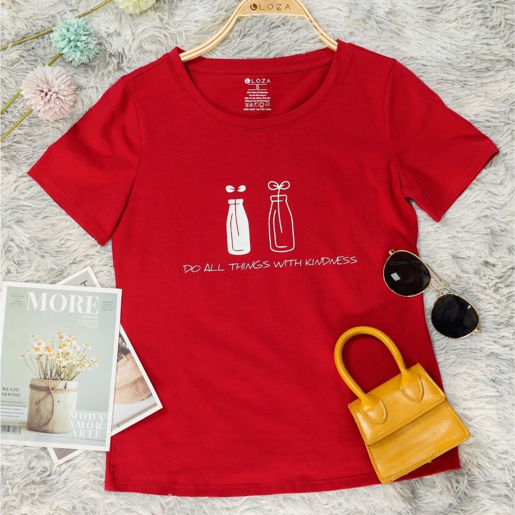 Áo phông nữ LOZA cổ tròn chất thun cotton mềm mát - PT04119