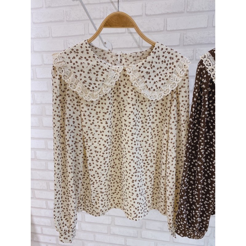 Áo sơ mi cổ sen viền bèo ren Ulzzang styleHàng Quảng Châu