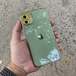 Ốp lưng iphone viền mạ vàng, bảo vệ camera