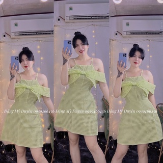 ĐẦM YẾM PHỐI NƠ RỚT VAI [BIGSIZE 55-90KG]ẢNH CHỤP THẬT