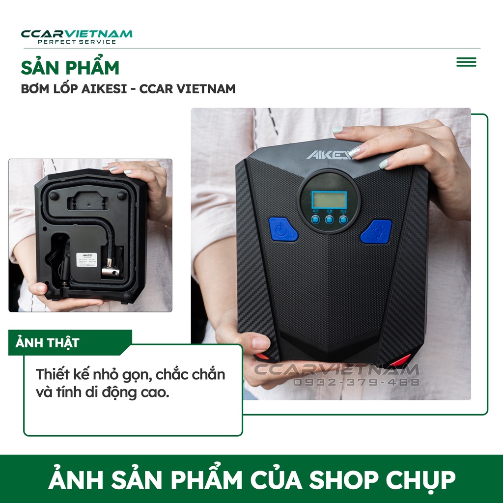 Máy Bơm Lốp Ô Tô Điện Tử Aikesi 12V Tự Động Ngắt - Bảo Hành 12 Tháng